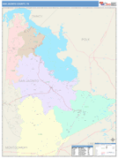 San Jacinto County, TX Digital Map Color Cast Style